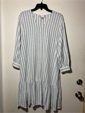 Nordstrom Rack Pretty Tiered Linen Blend Long Sleeve Midi Dress Size Medium